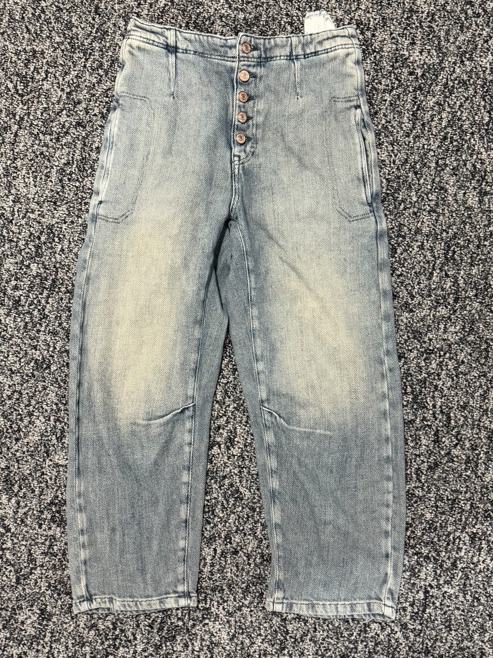 We The Free Light Blue Barrel Button-Fly Jeans